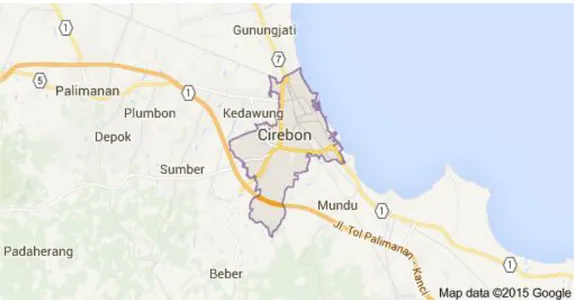 Gambar 1.1 Lokasi Geografis Kota Cirebon  Sumber gambar : Google Maps 
