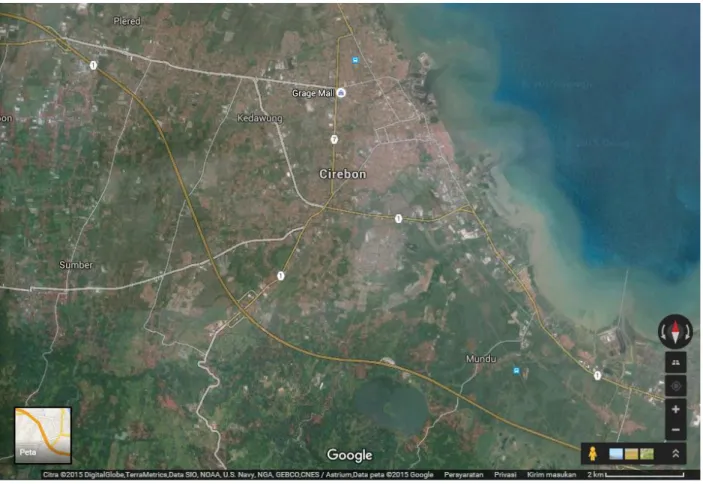 Gambar 2.1 Lokasi Geografis Kota Cirebon  Sumber gambar : Google Earth 