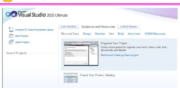 Gambar 2.3 start page dari Visual Studio 2010