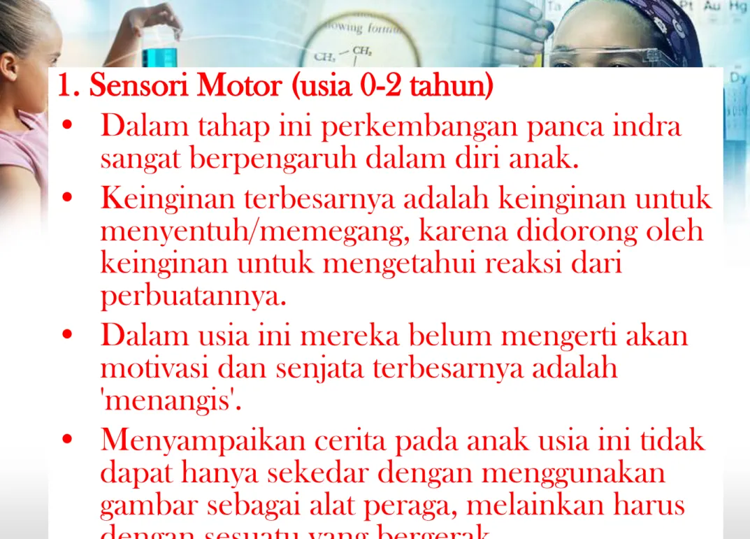 gambar sebagai alat peraga, melainkan harus  dengan sesuatu yang bergerak. 