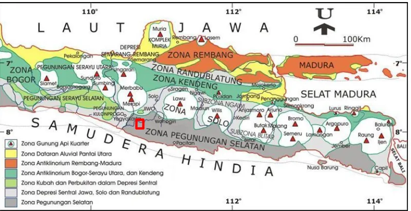 Gambar 2. Fisiografi bagian Tengah dan Timur Pulau Jawa (Van Bemmelen, 1949 dalam Hartono, 2010) 