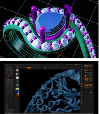 Gambar 1 dan 2. Detil desain perhiasan dengan CAD