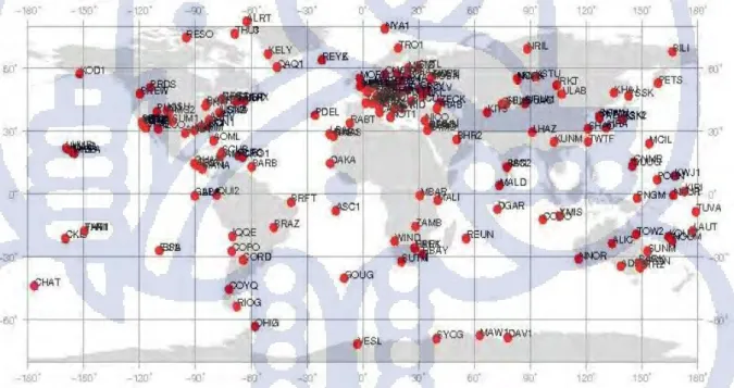 Gambar 4.9 Distribusi titik-titik ITRF di dunia (beta.ngs.noaa.gov, 2011)