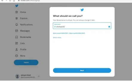 Gambar 8: kotak untuk membuat username