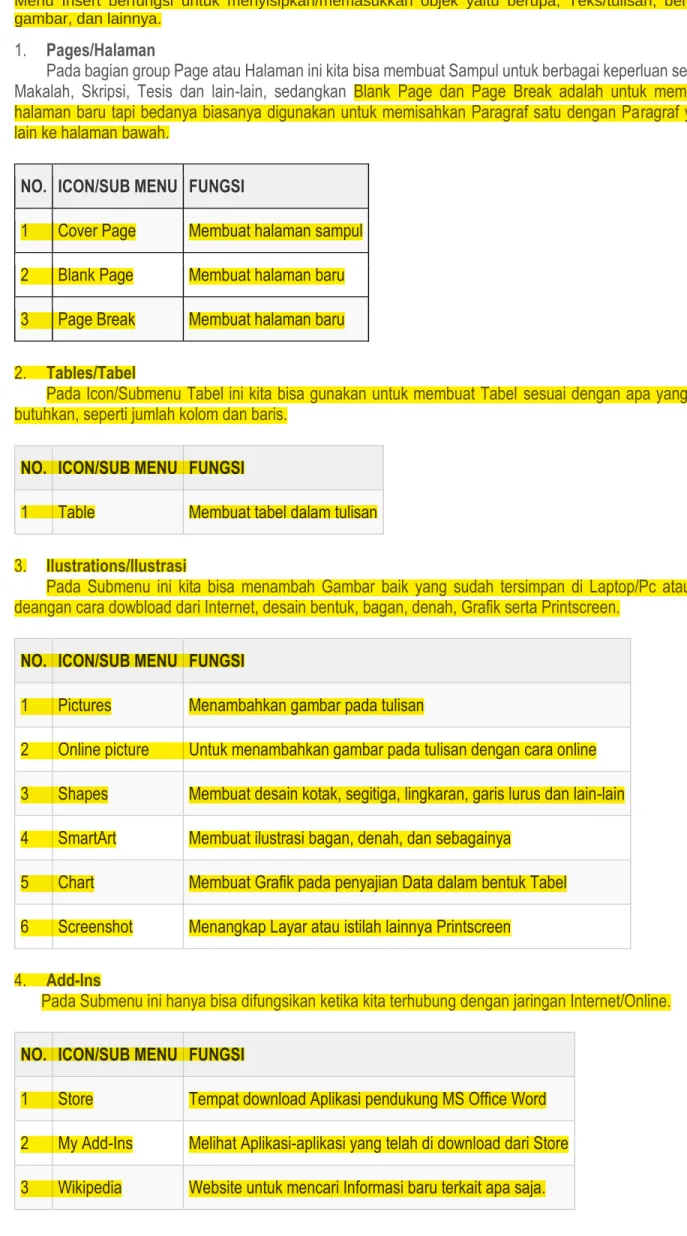1  Table  Membuat tabel dalam tulisan  3.  Ilustrations/Ilustrasi 
