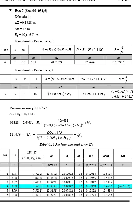 Tabel 6.13 Perhitungan trial error H7 