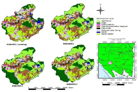 Gambar 2. Peta perubahan penggunaan lahan setiapFigure 2. Land use change maps of each skenario