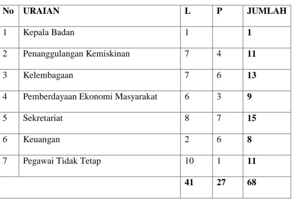 Tabel 3.2 Distribusi Pegawai BPMD-PK  (Keadaan Sampai Bulan Desember 2012) 