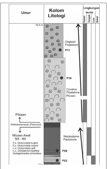 Gambar 3. Kolom litologi hasil pengukuran di derah Solokuro - Paciran