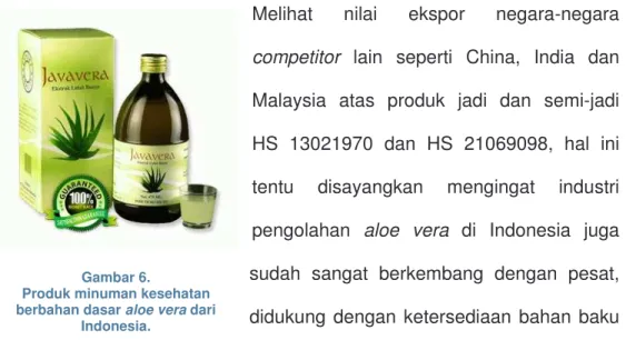 Gambar 7. Berbagai produk minuman segar sari aloe vera dari Indonesia 
