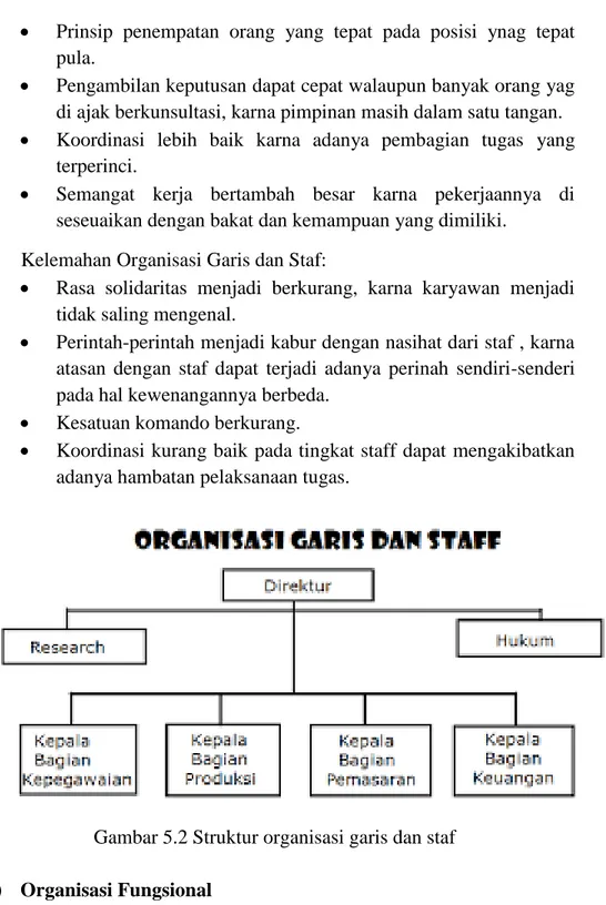 Gambar 5.2 Struktur organisasi garis dan staf 