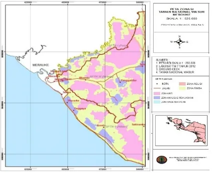 Gambar 1. Lokasi penelitian di TN Wasur Papua  Figure 1. Research sites in Wasur National Park Papua 