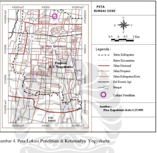 Gambar 4. Peta Lokasi Penelitian di Kotamadya  Yogyakarta  