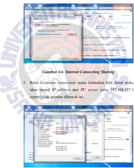 Gambar 4.6  Internet Connecting Sharing 