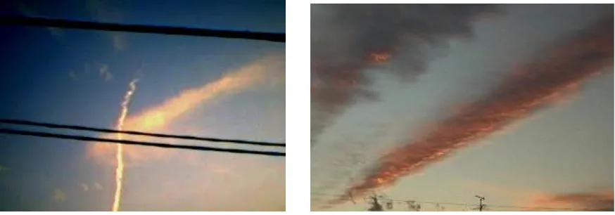 Gambar 1. Munculnya awan lurus sebagai tanda awal gempa bumi.