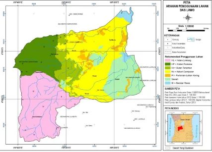 Gambar 3. Peta Arahan Penggunaan Lahan DAS Lawo. Figure 3. Map of Land Use Recommendation in Lawo Watershed