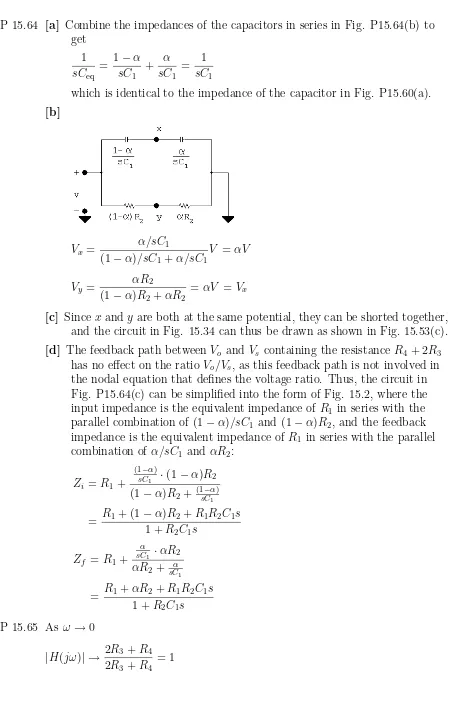 Fig. P15.64(c) can be simpliﬁed into the form of Fig. 15.2, where the
