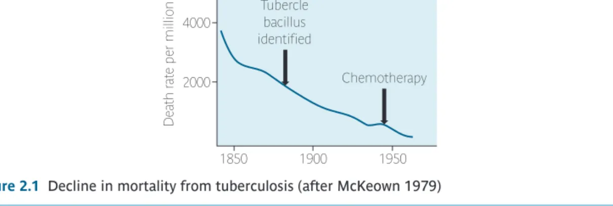 Figure 2.1 Decline in mortality from tuberculosis (after McKeown 1979)