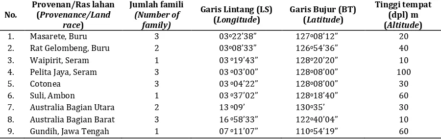 Tabel 1. Informasi materi genetik pada KBS kayuputih di Paliyan Table 1. Information of genetic material of cajuputi seedling seed orchard at Paliyan 