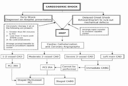 Gambar 3. Algoritma rencana revaskularisasi pada syok kardiogenik dari ACC/AHA guidelines ; IRA : infark 