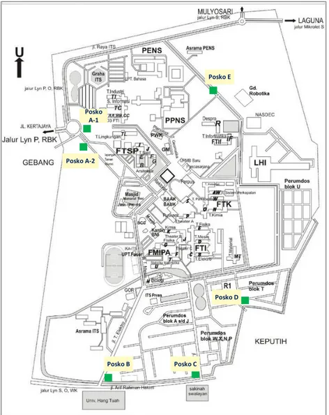Gambar 2.1 Peta Wilayah Kampus ITS Sukolilo   (Sumber: UPT-KK ITS, 2016) 