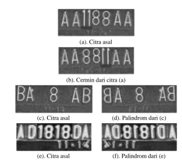 Gambar 7. Citra asal, citra cermin dan citra palindrom. 
