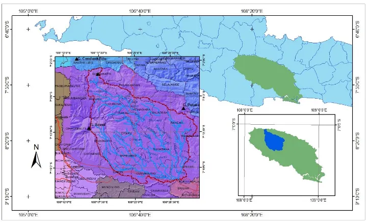 Gambar 1. Lokasi penelitian di DAS Cimuntur Figure 1. Research location of Cimuntur Watershed  