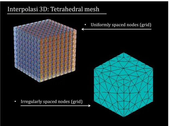 Gambar 5.  Ilustrasi metode interpolasi 3D Tetrahedral mesh. 