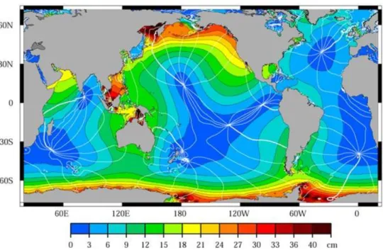 Gambar I. 1. Peta co-range dan co-phase perairan global   (sumber : http://sealevel.jpl.nasa.gov) 