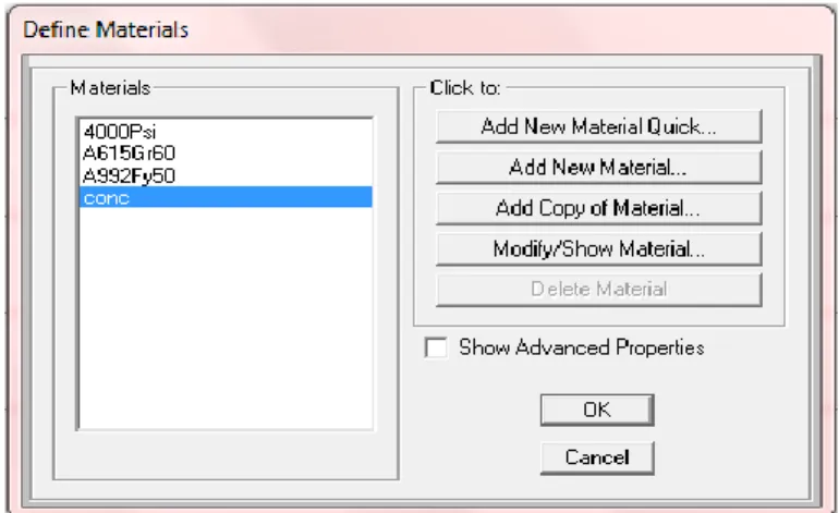 Gambar 2.10 Define Material (add nama data material) 