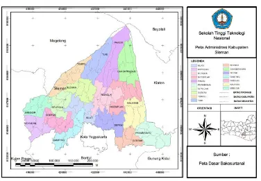 Gambar 1. Peta Administrasi Kabupaten Sleman 