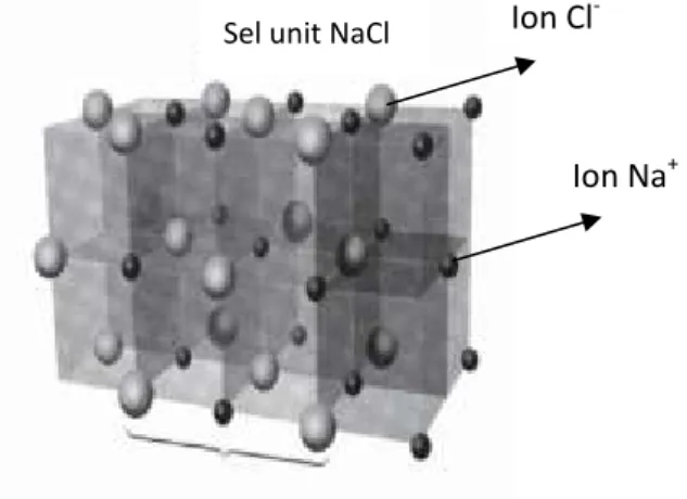 Gambar  2.2  sebagai  kisi  kristal  raksasa  dari  natrium  klorida.(  Sumber Buku Chemistry, The  Moleculer  Nature  of  Matter  and  Change,  Martin  s.