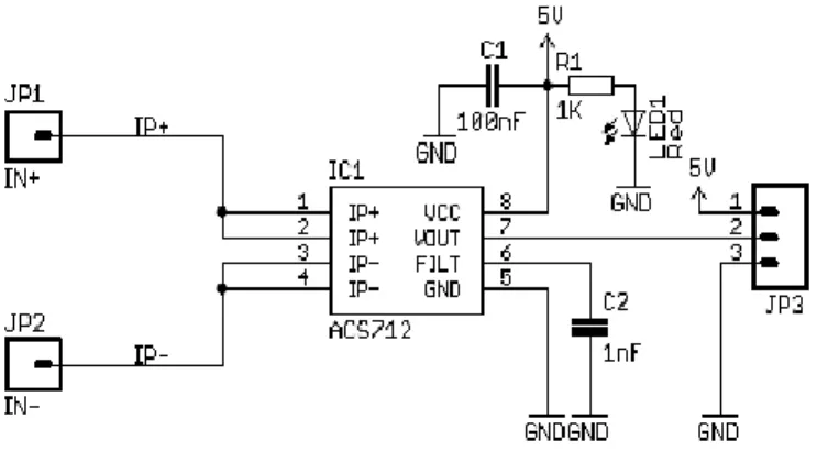 Gambar 3.2 Rangkaian Sensor ACS712 