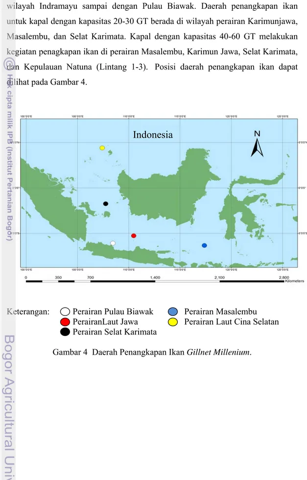 Gambar 4  Daerah Penangkapan Ikan Gillnet Millenium. Indonesia