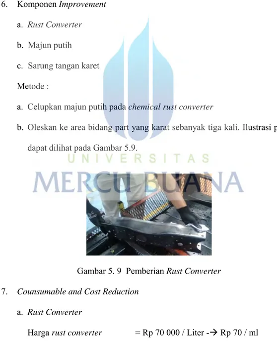 Gambar 5. 9  Pemberian Rust Converter  7.  Counsumable and Cost Reduction 