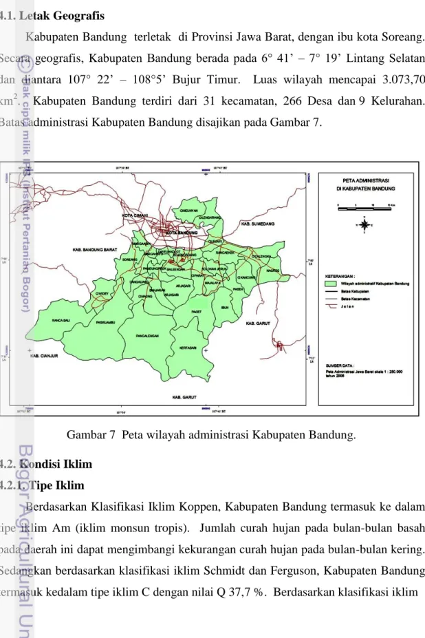 Gambar 7  Peta wilayah administrasi Kabupaten Bandung. 