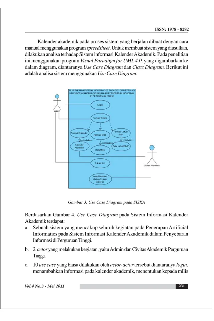 Gambar 3. Use Case Diagram pada SISKA