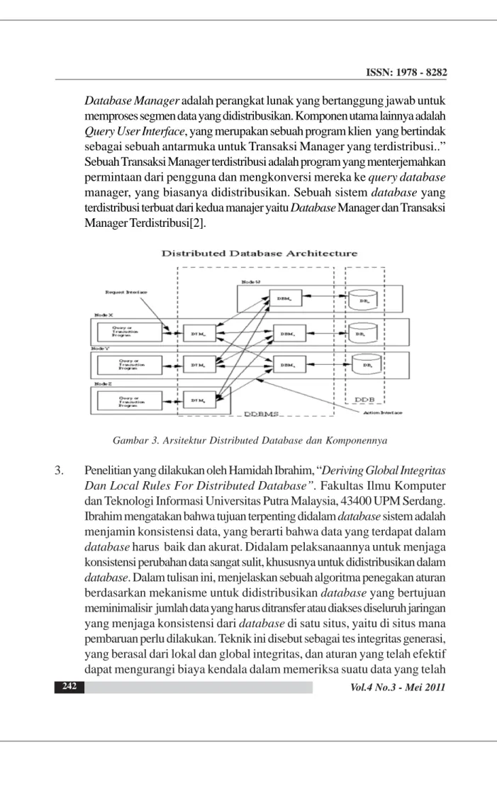 Gambar 3. Arsitektur Distributed Database dan Komponennya