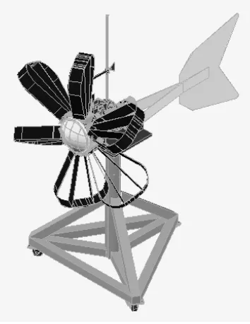 Gambar 4. Turbin Angin sudu flat dengan 6 bingkai sudu 