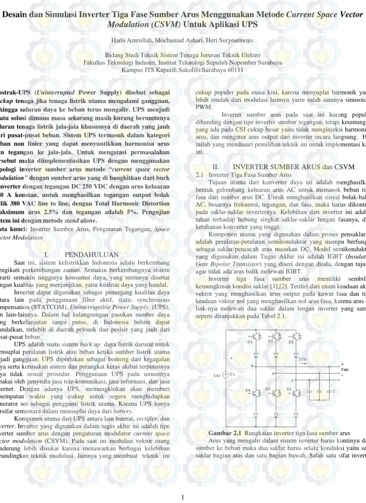 Gambar 2.1  Rangkaian inverter tiga fasa sumber arus  