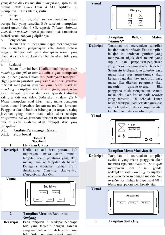 Tabel 3-1  Storyboard  1.  Halaman Utama 