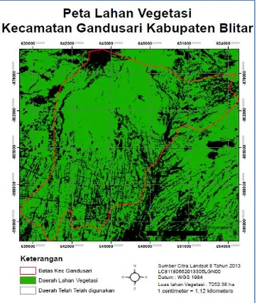 Gambar 1. Peta Lahan Vegetasi Kecamatan Gandusari  Kabupaten Blitar 