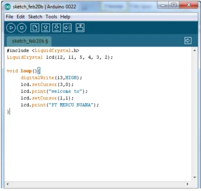 Gambar 3.8 Script Arduino untuk LCD dengan Shift-Register 