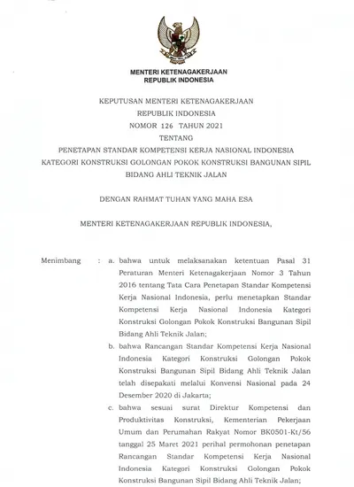 Lampiran Keputusan Menteri Ketenagakerjaan Republik Indonesia Nomor 126 Tahun 2021 Tentang 5614