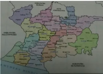 Gambar 1. Peta Batas Wilayah Kabupaten Bantul      Sumber : Bappeda, 2013 