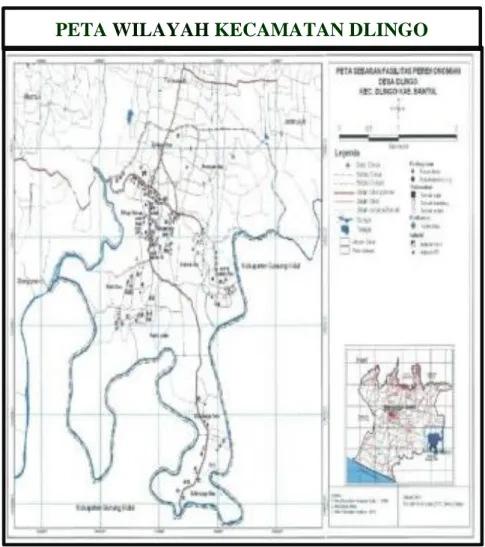 Gambar 3. Peta Wilayah Kecamatan Dlingo   Sumber : Kantor Kecamatan Dlingo, 2015 