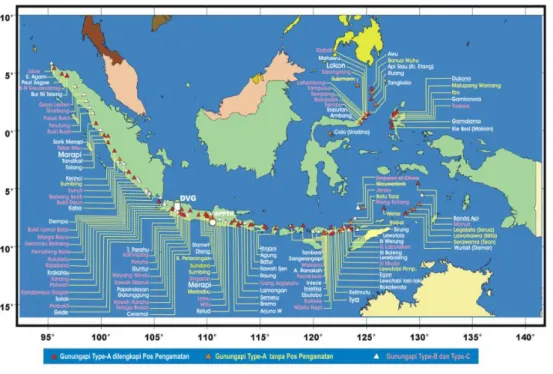 Gambar 1. Peta sebaran gunung api di Indonesia 