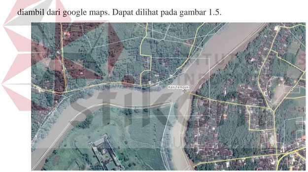 Gambar 1.5 Peta Kali Tempuk Kabupaten Ngawi  Sumber : Foto Google Maps 