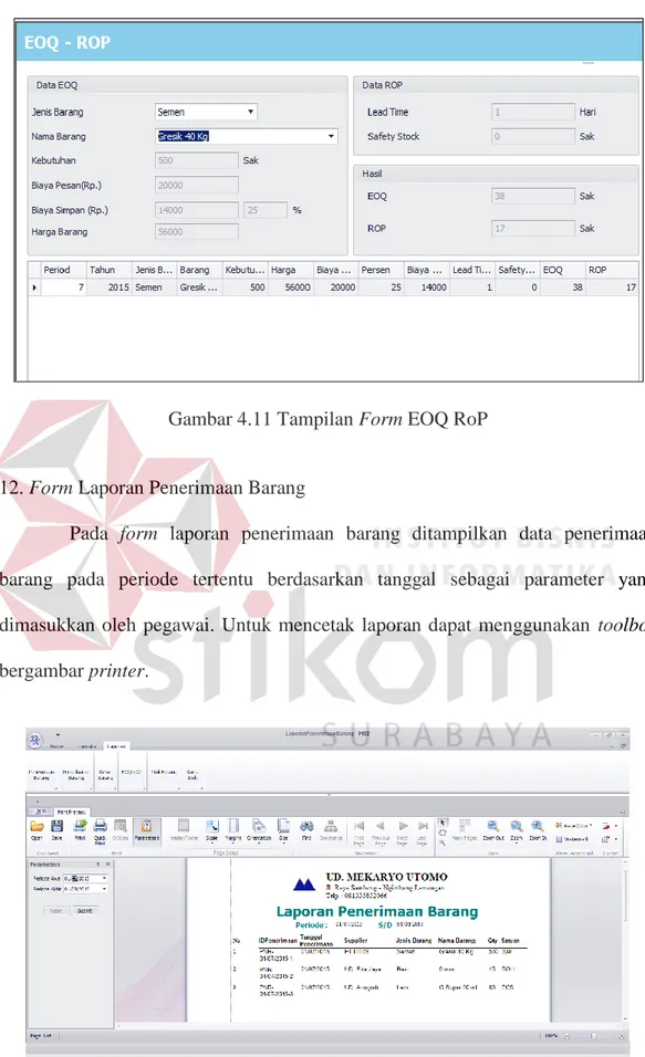 Gambar 4.11 Tampilan Form EOQ RoP 