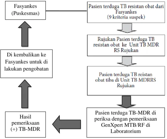 Gambar  2.4  Mekanisme  Alur  Rujukan  Pasien  Terduga  TB-MDR  dari  Fasyankes ke Fasyankes Rujukan